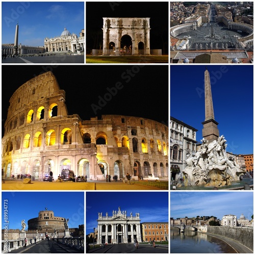 Monuments of Rome, Italy - collage