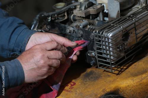 repairing lawn mower engine