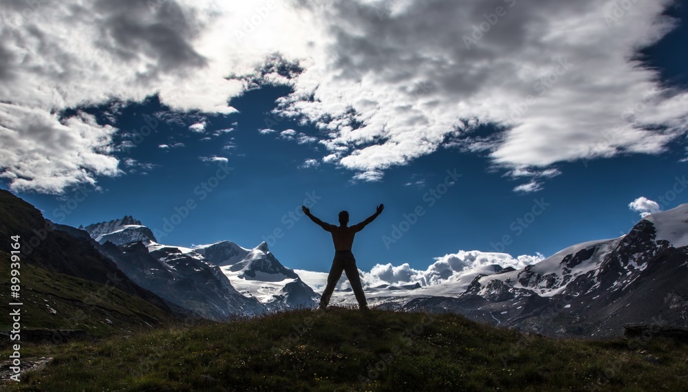 Swiss beauty, Zermatt, muscularly man silhouette