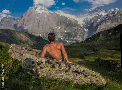 Swiss beauty, Grindelwald, muscularly nude man silhouette photo