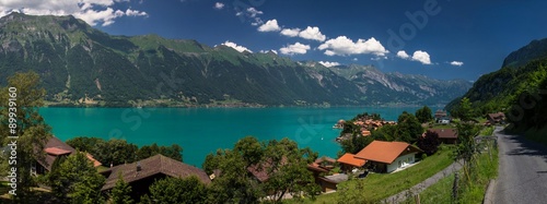 Swiss beauty, village Iseltwald at the lake Brienzersee