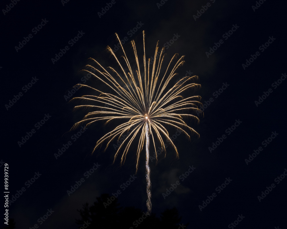 Giant spark in the sky from a fireworks long exposure shot.  