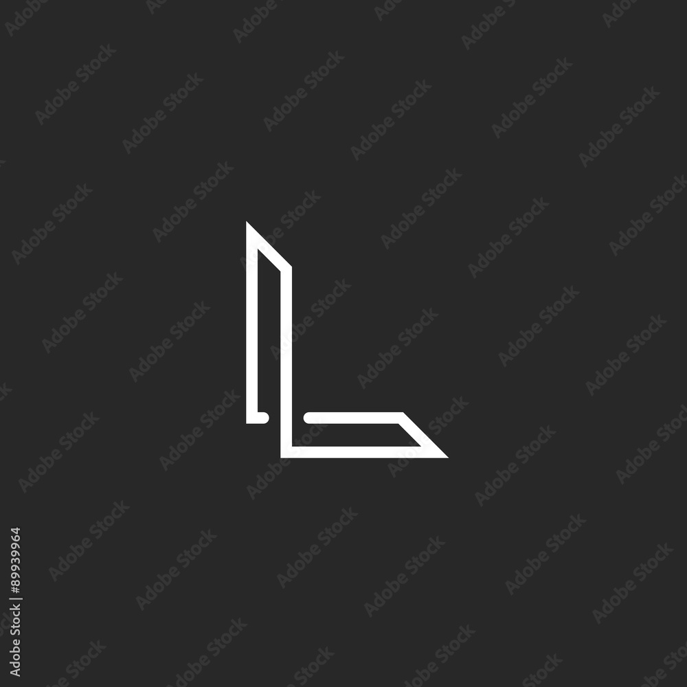 Monogram L logo letter, overlapping thin line, mockup elegant symbol for business card Monogram L logo letter, overlapping thin line, mockup elegant symbol for business card