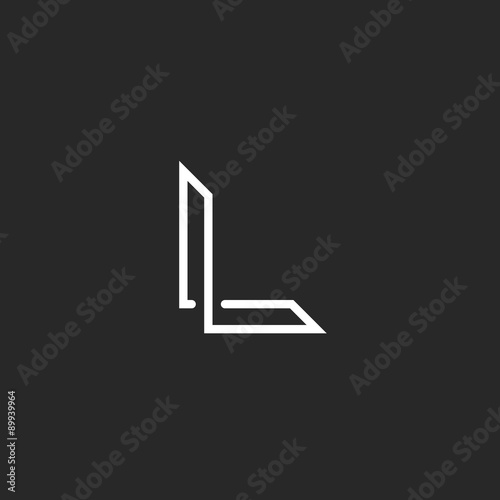 Monogram L logo letter, overlapping thin line, mockup elegant symbol for business card photo