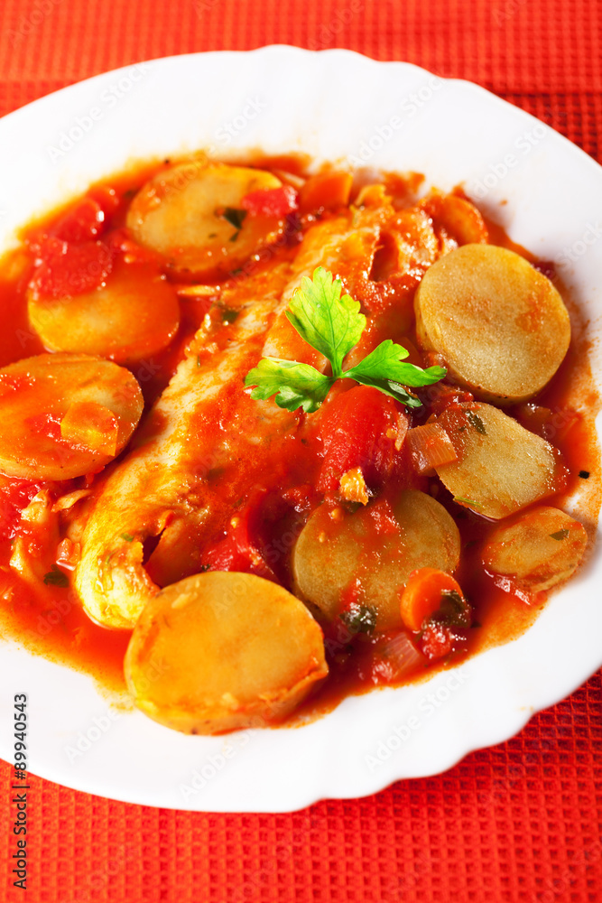 Naklejka premium Fish and potato stew