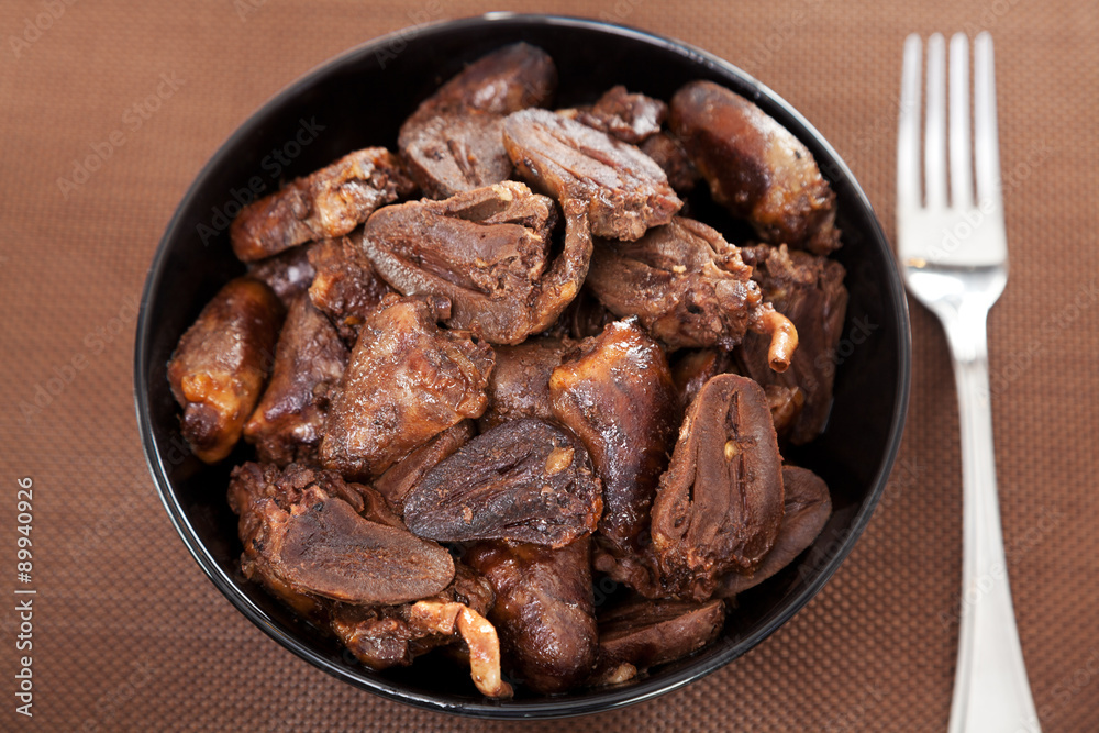 Fried duck hearts Fried duck hearts
