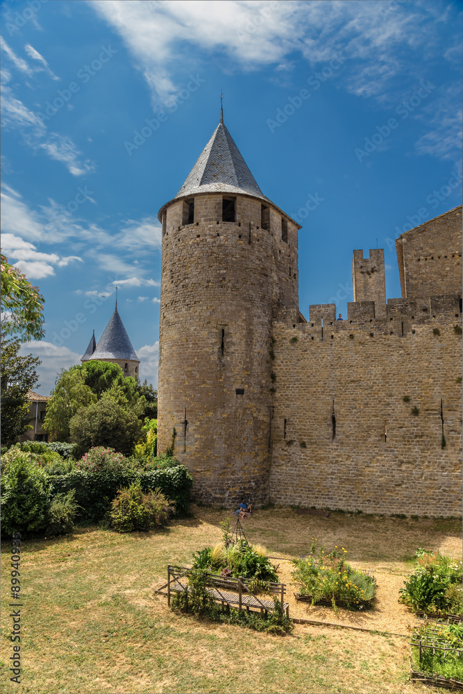 Carcassonne, France. One of the towers of the castle Comtal