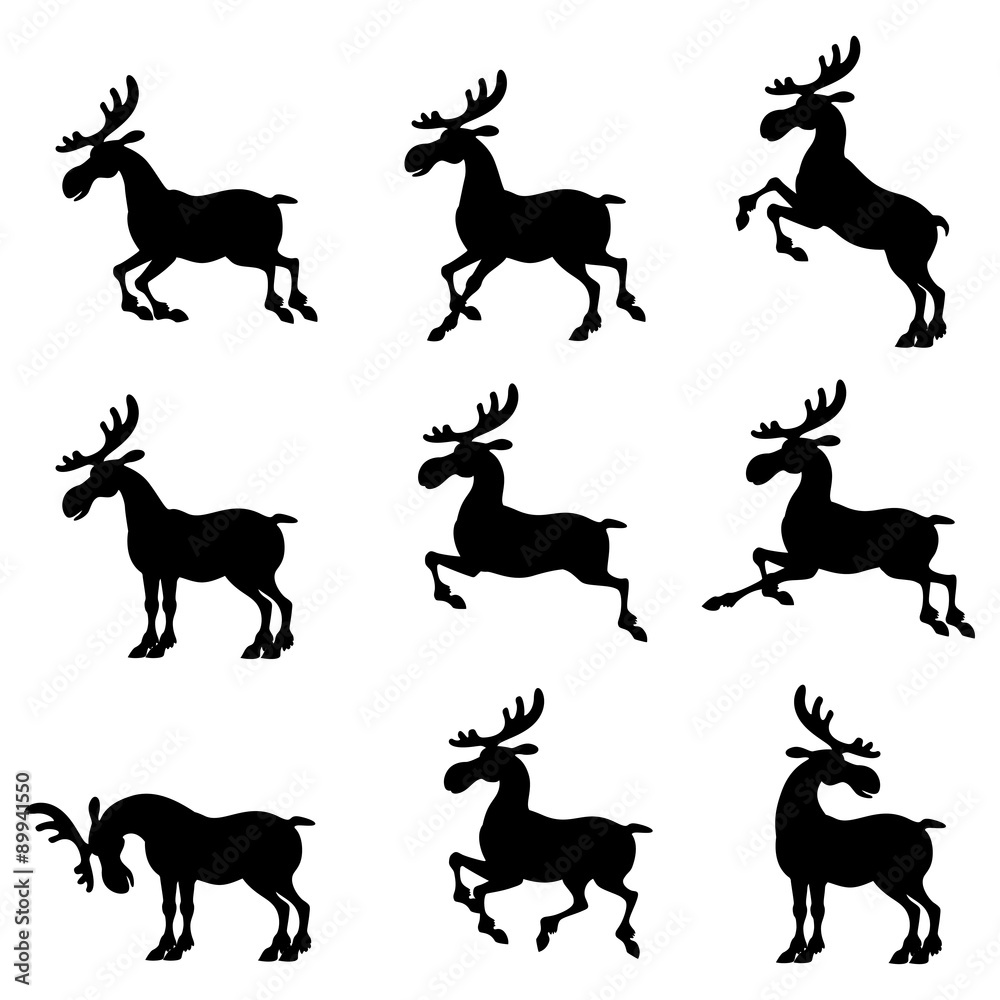 Set silhouette deer