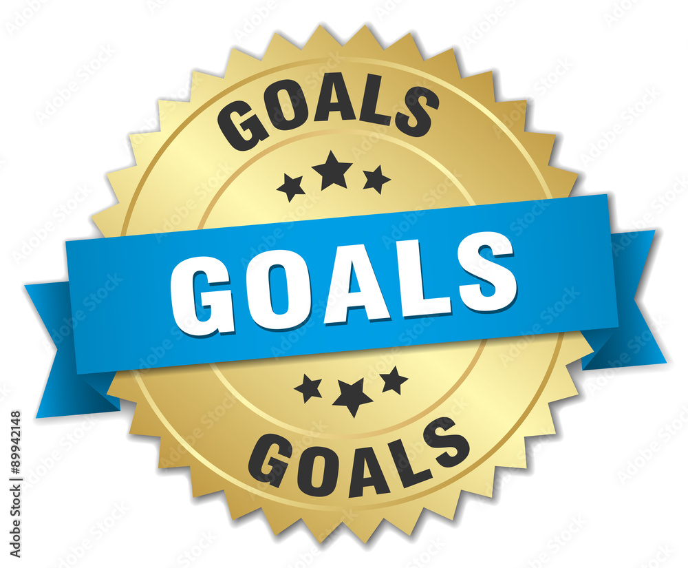 goals 3d gold badge with blue ribbon goals 3d gold badge with blue ribbon