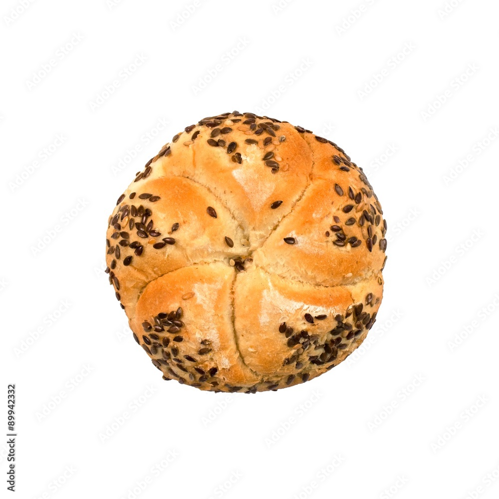 one bun with seeds without shadows one bun with seeds without shadows