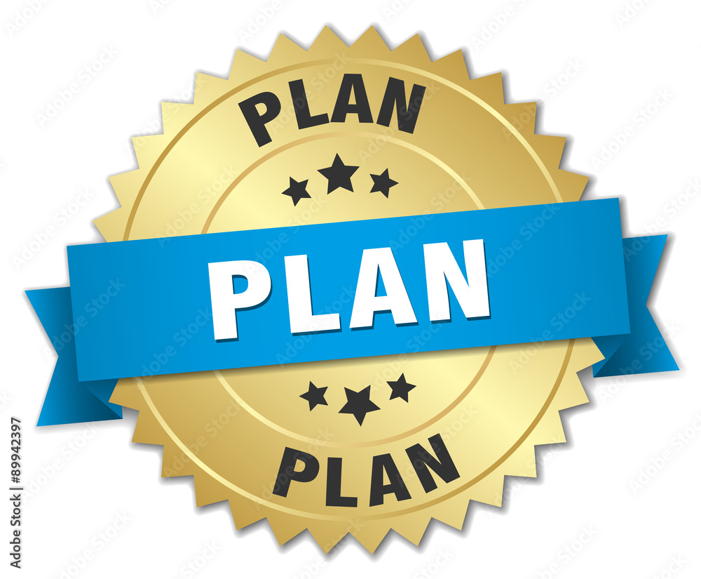 plan 3d gold badge with blue ribbon plan 3d gold badge with blue ribbon