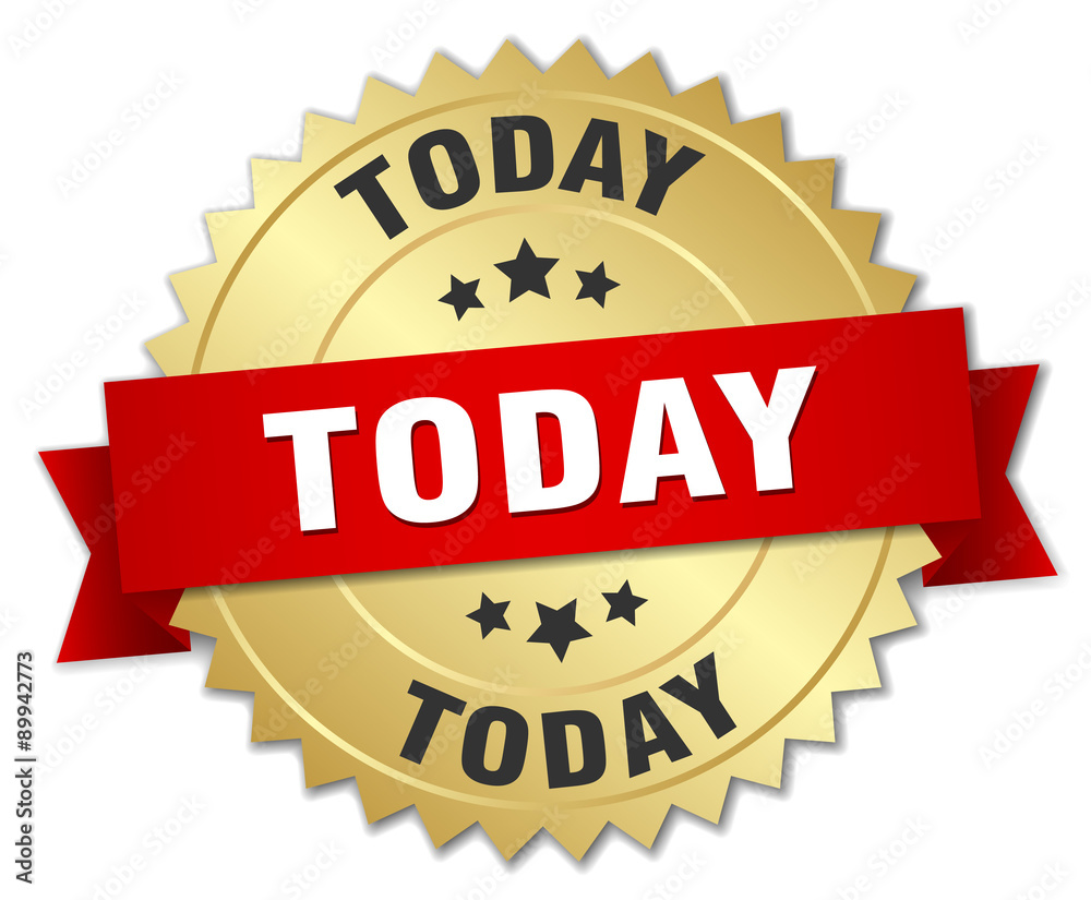 today 3d gold badge with red ribbon today 3d gold badge with red ribbon