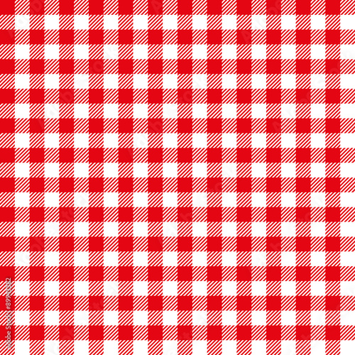 Seamless Coarse Red Checkered Plaid Fabric Pattern Texture Background