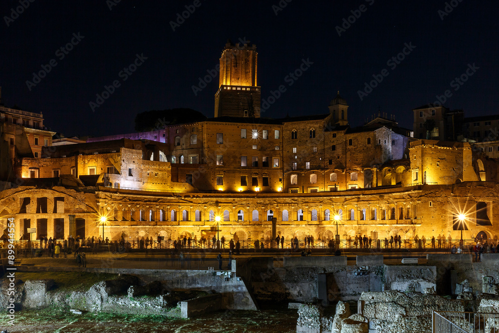 Trajan Forum at night