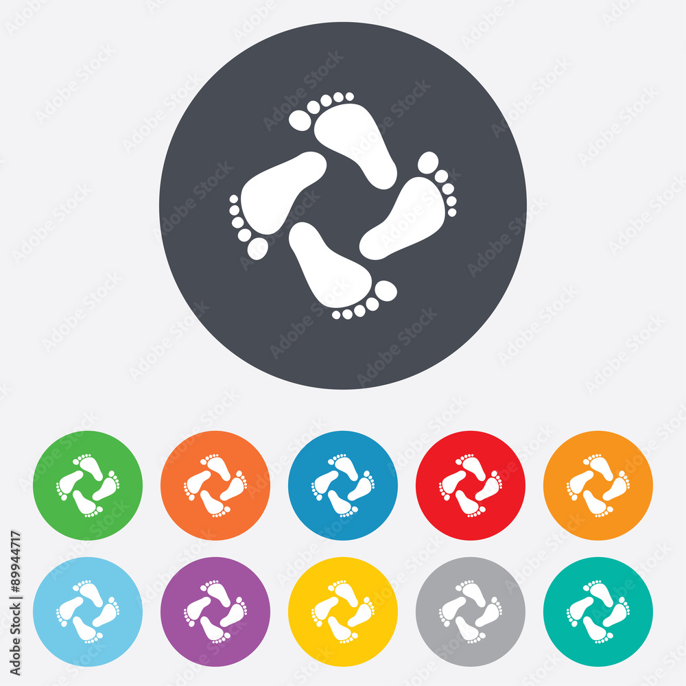 Baby footprints icon. Child barefoot steps. Baby footprints icon. Child barefoot steps.