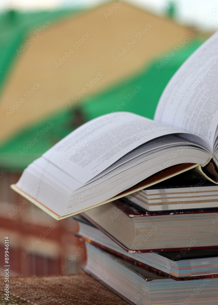 stack of books on city background stack of books on city background