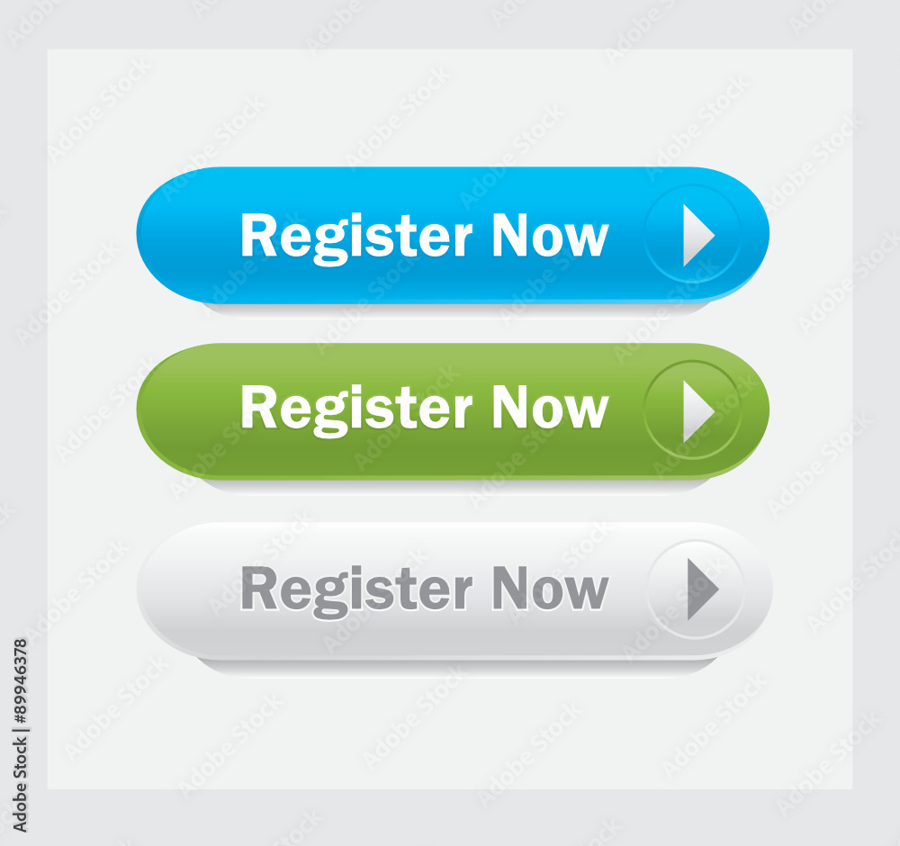 Vector Web interface buttons. Register now. Vector Web interface buttons. Register now.