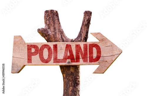 Poland wooden sign isolated on white background