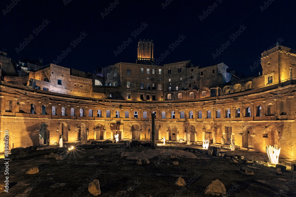 Trajan Forum at night