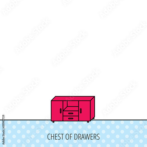 Chest of drawers icon. Interior commode sign.