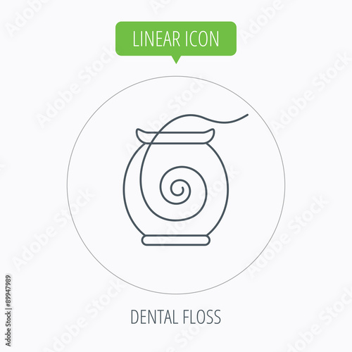 Dental floss icon. Teeth cleaning sign.
