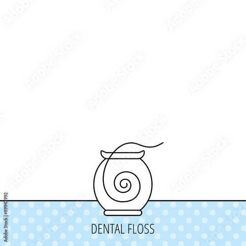 Dental floss icon. Teeth cleaning sign.