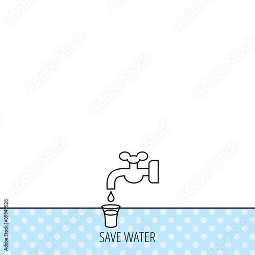 Save water icon. Crane with drop sign.