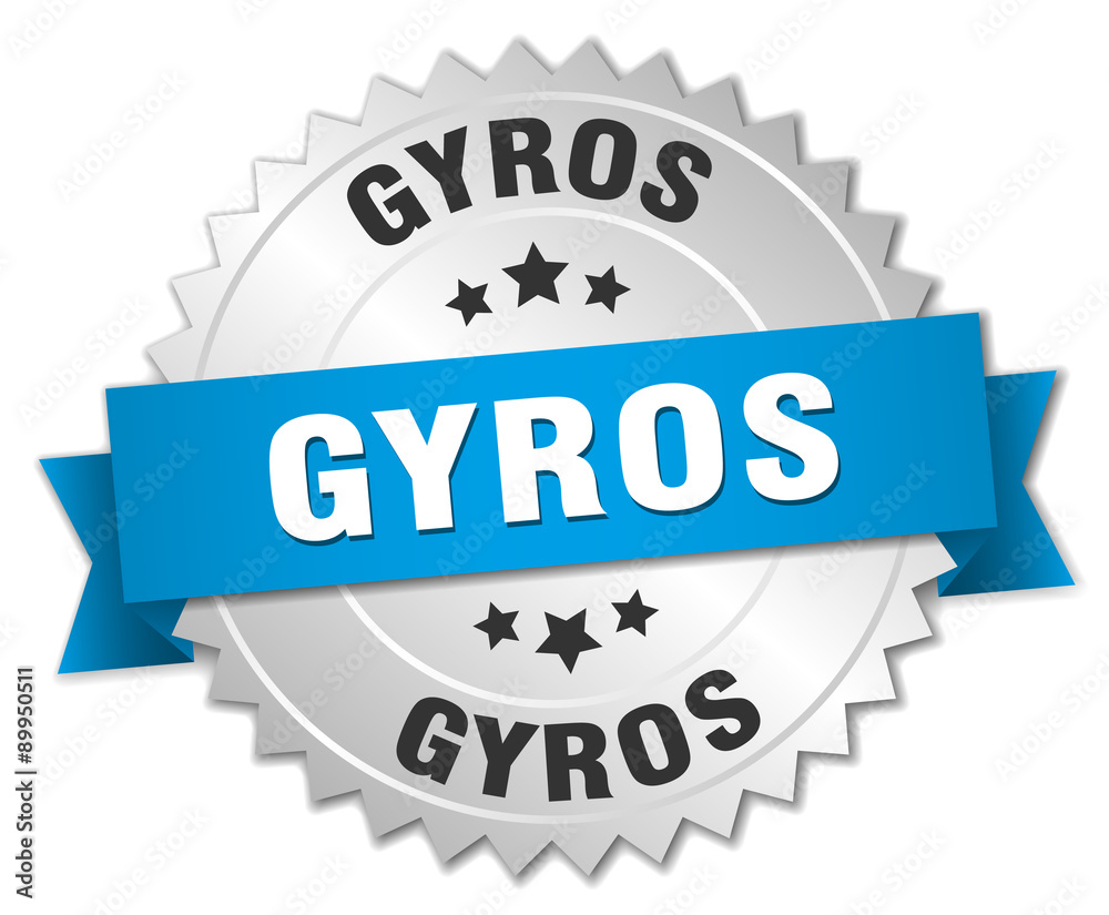 gyros 3d silver badge with blue ribbon gyros 3d silver badge with blue ribbon