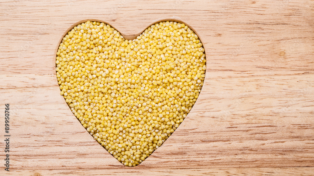Millet groats heart shaped Millet groats heart shaped