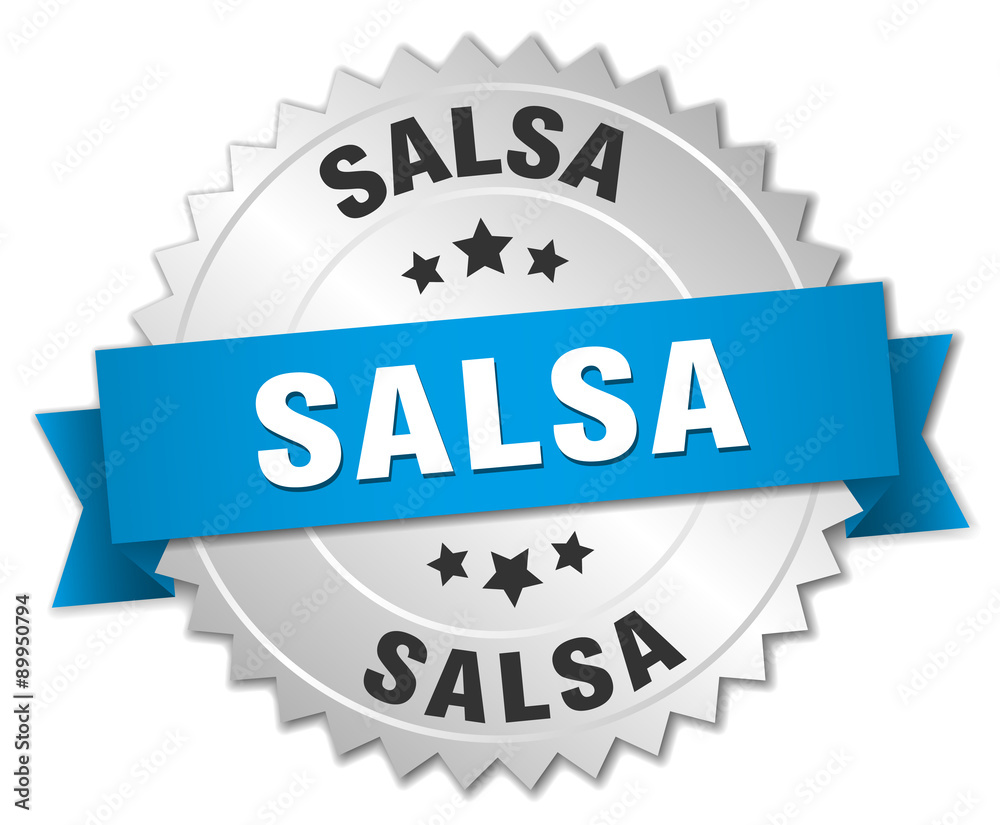 salsa 3d silver badge with blue ribbon salsa 3d silver badge with blue ribbon
