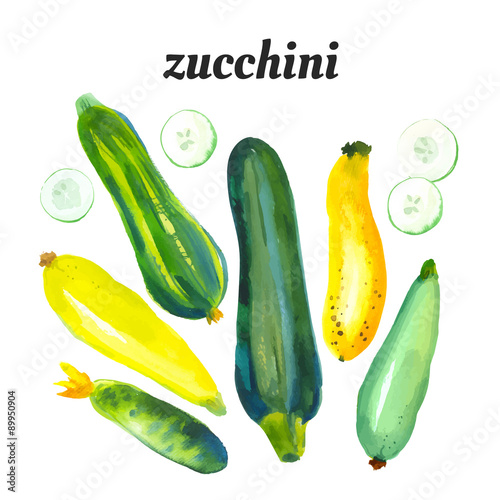 Vector illustration with watercolor food. 