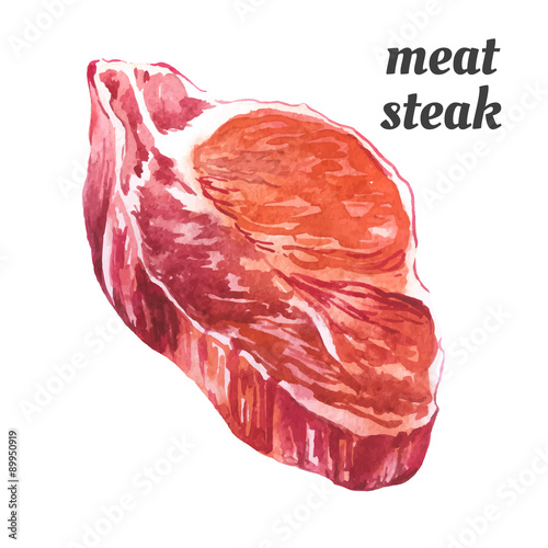 Vector illustration with watercolor food. 