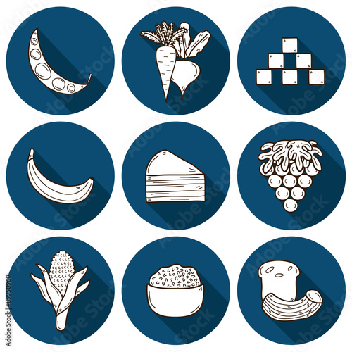 Set of products prohibited during paleo diet in hand drawn