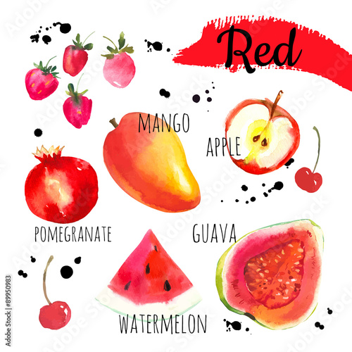 Vector illustration with watercolor food.