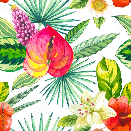 Vector illustration with watercolor flowers.