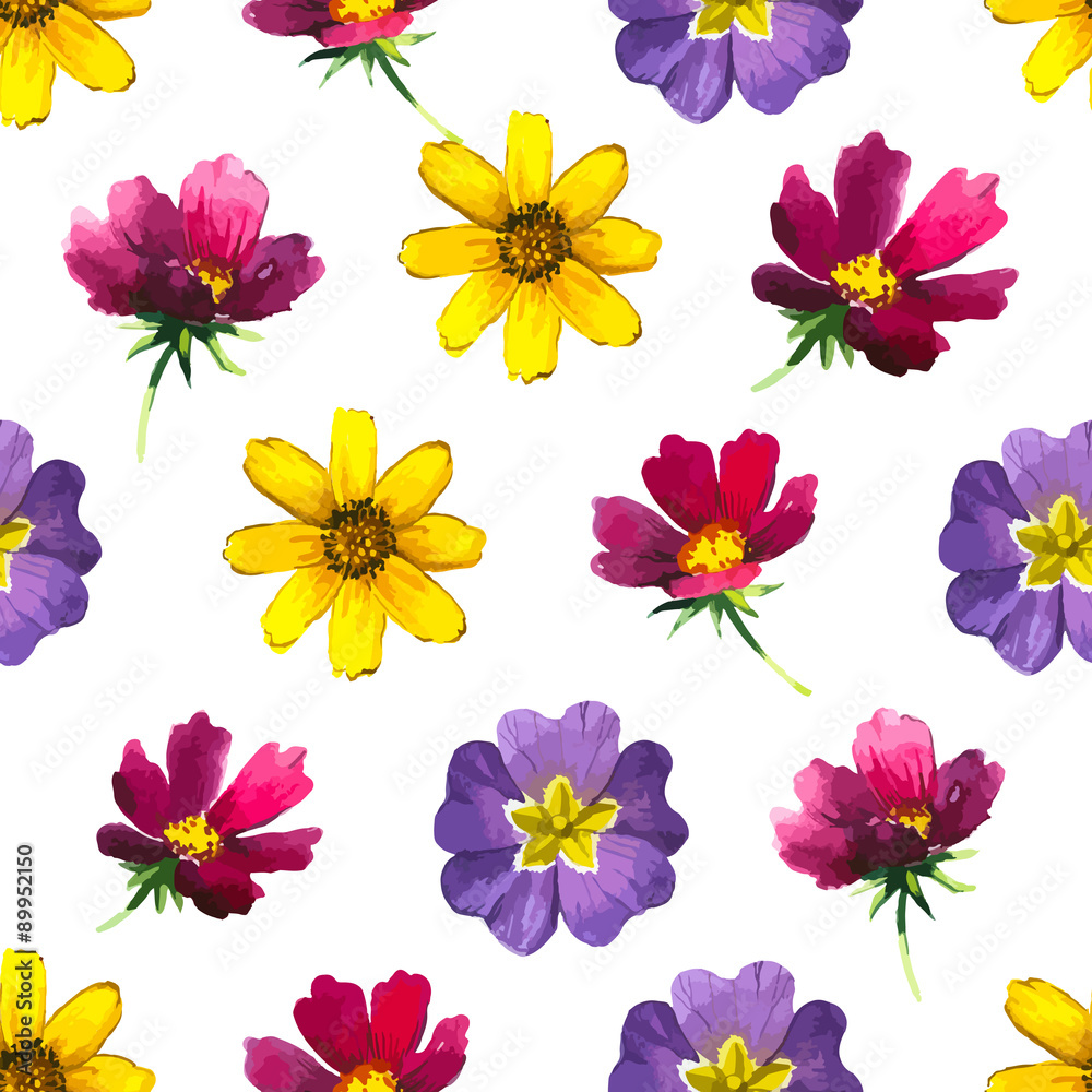 Vector illustration with seamless flower background. 