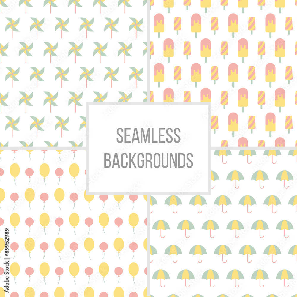Vector illustration of seamless patterns set. Vector illustration of seamless patterns set.