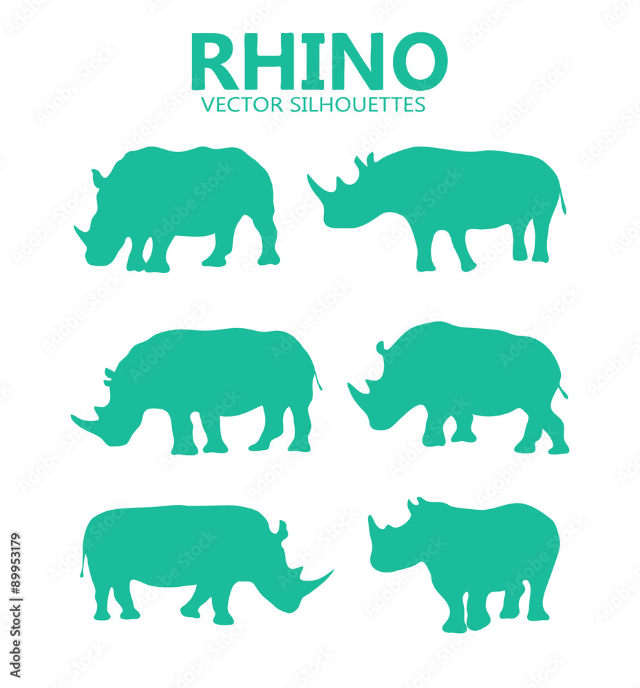 Fototapeta premium Vector rhino silhouettes