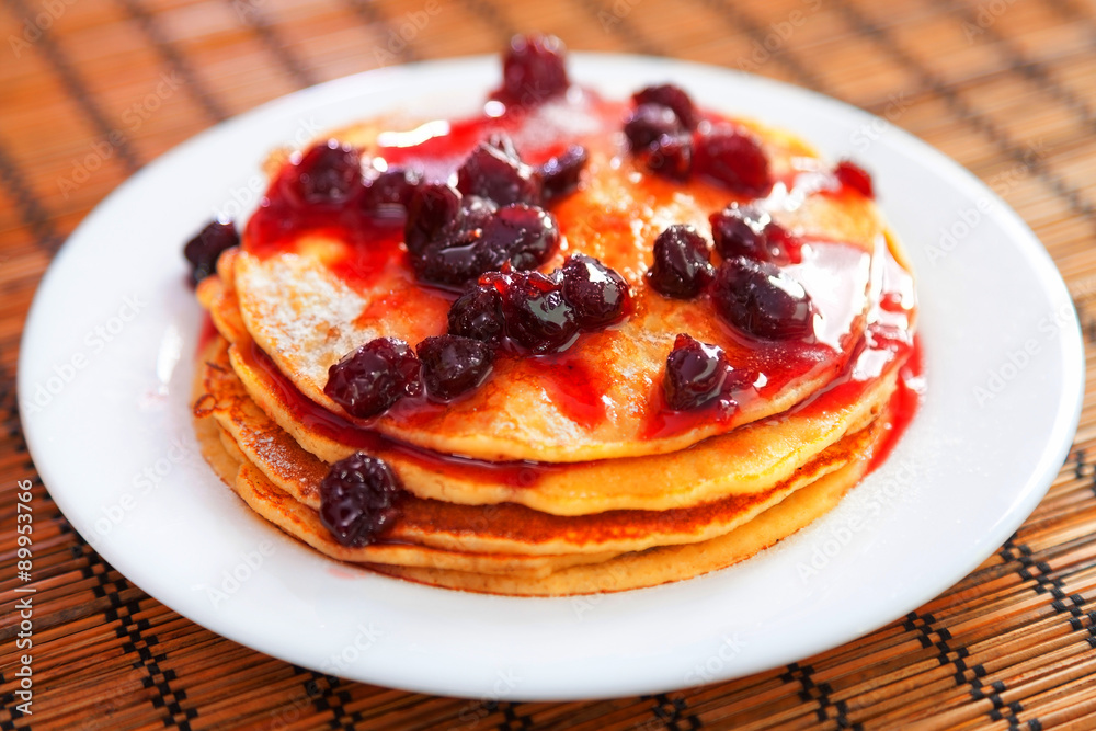 Pancakes with blueberry jam Pancakes with blueberry jam