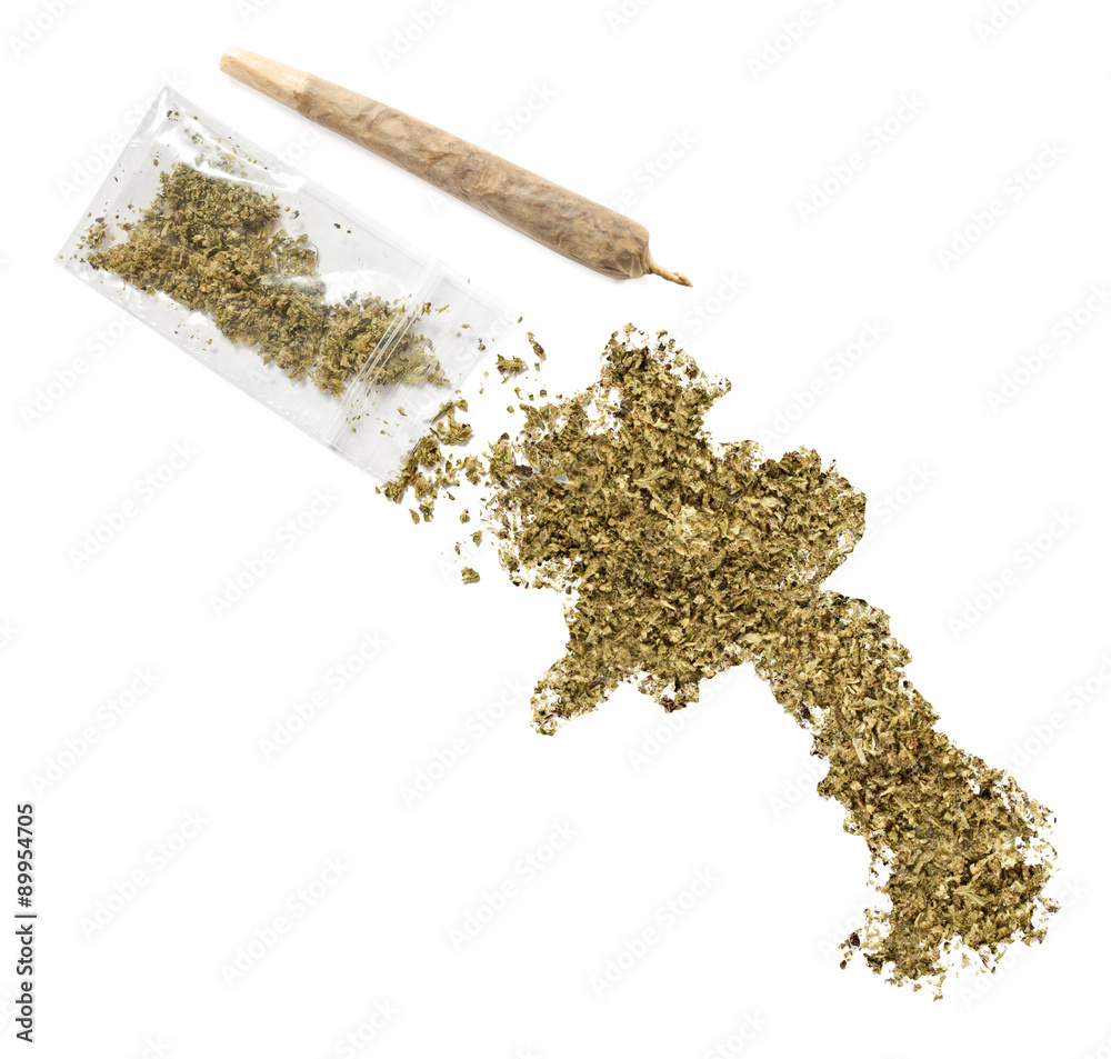 Weed in the shape of Laos and a joint.(series) Weed in the shape of Laos and a joint.(series)