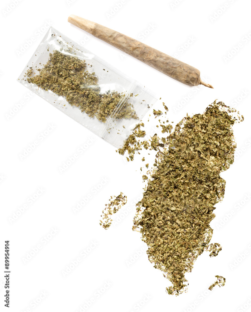 Weed in the shape of Taiwan and a joint.(series) Weed in the shape of Taiwan and a joint.(series)