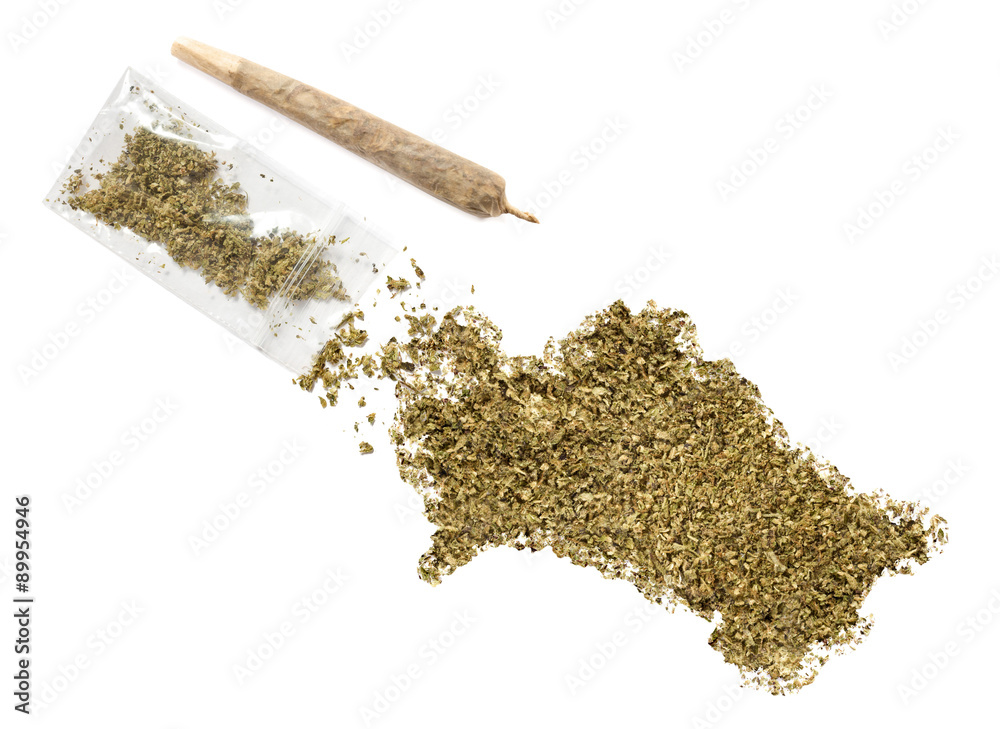 Weed in the shape of Turkmenistan and a joint.(series) Weed in the shape of Turkmenistan and a joint.(series)