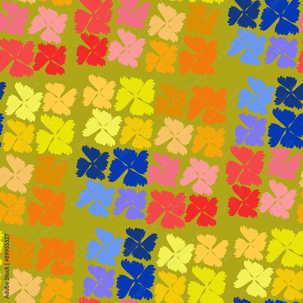 Colored elements on a yellow background.Seamless. Colored elements on a yellow background.Seamless.