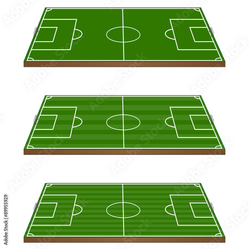 Set of Football Fields 3D with Goals