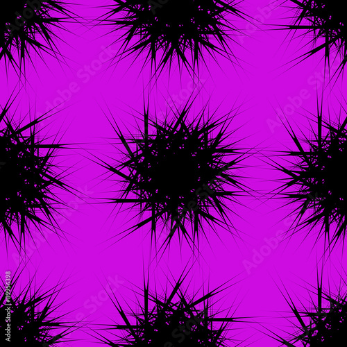 Black abstract stars on a purple background.