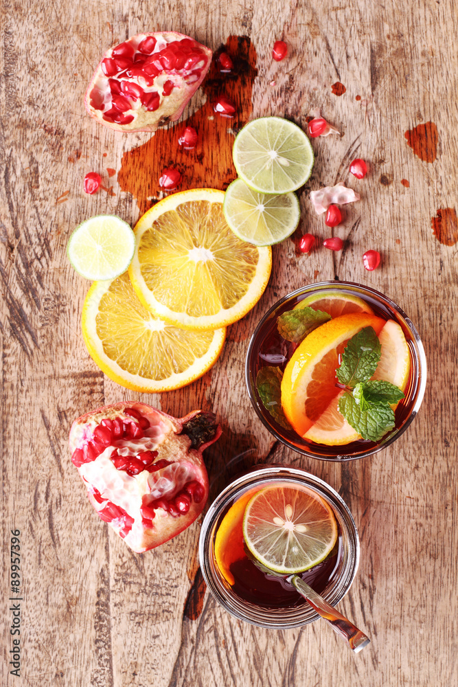 glass of pomegranate juice with fresh fruits glass of pomegranate juice with fresh fruits