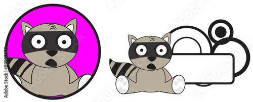 raccoon cartoon copyspace in vector format very easy  to edit