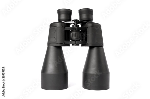 big black binoculars isolated on white