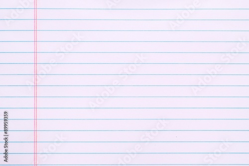 blank white notebook page with lines and red margin background