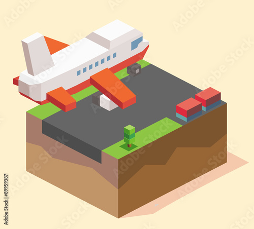 Airplane Landing on Airport